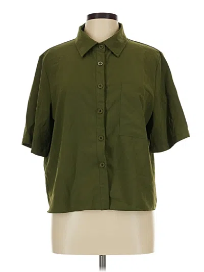 Pre-owned Btfbm 3/4 Sleeve Button Down Shirt In Green