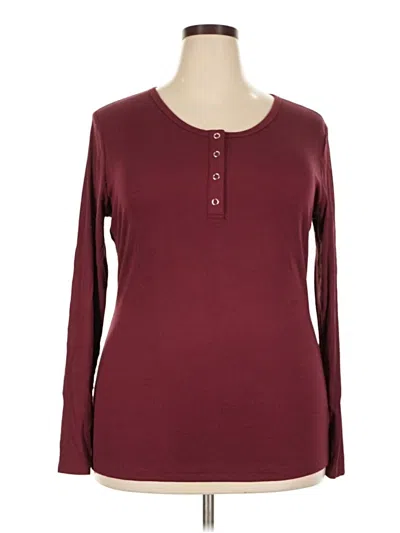 Pre-owned Btfbm Long Sleeve Henley Shirt In Burgundy