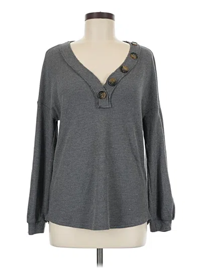 Pre-owned Btfbm Long Sleeve Henley Shirt In Gray