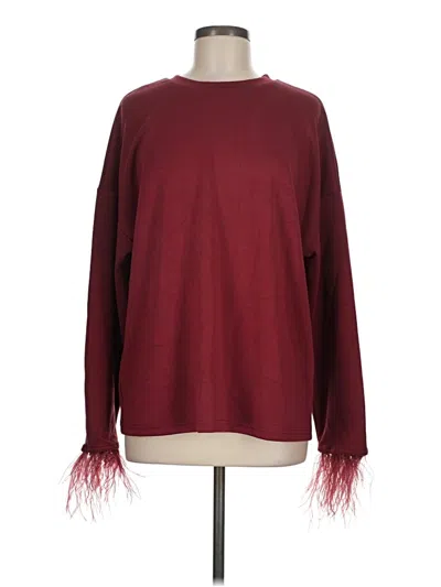 Pre-owned Btfbm Long Sleeve Top Burgundy Crew Neck Tops