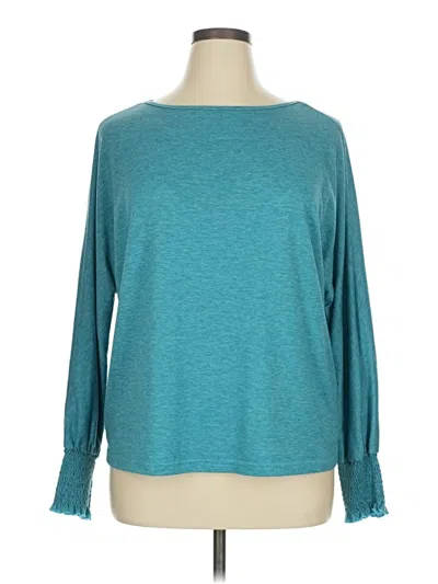 Pre-owned Btfbm Long Sleeve Top Teal Boatneck Tops