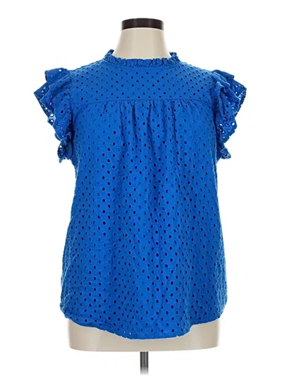Pre-owned Btfbm Short Sleeve Blouse In Blue