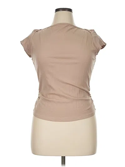 Pre-owned Btfbm Short Sleeve Top Tan Cowl Neck Tops