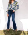 Btfl-life Astra Ruffle Bishop Sleeve Top In Blue