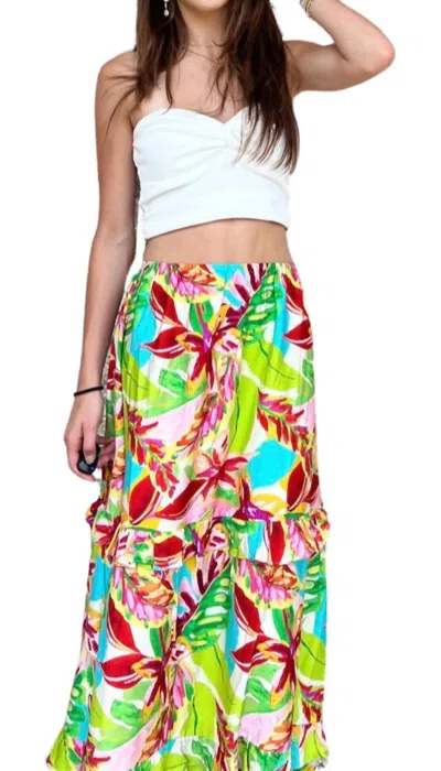 Btfl-life Tiered Ruffled Floral Maxi Skirt In Floral Multi