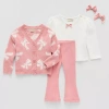 Btween Bow Cardigan Baby Girls 4-pc. Legging Set In Pink