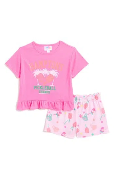 Btween Kids' Pickleball Short Pajamas In Fuchsia
