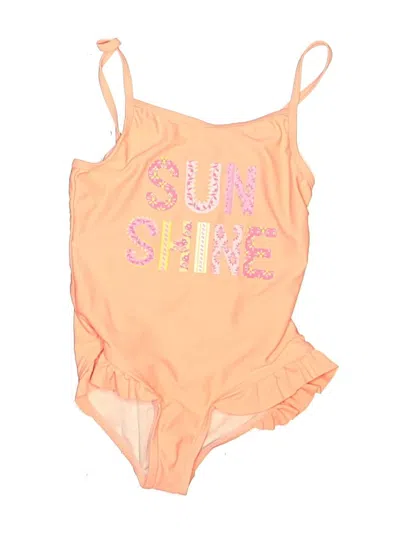 Pre-owned Btween Kids' One Piece Swimsuit In Orange