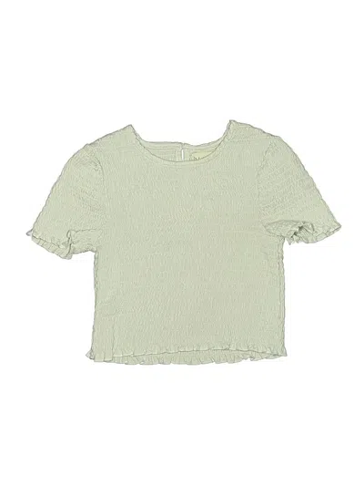 Pre-owned Btween Kids' Short Sleeve Top Green Ruffles Neckline Tops