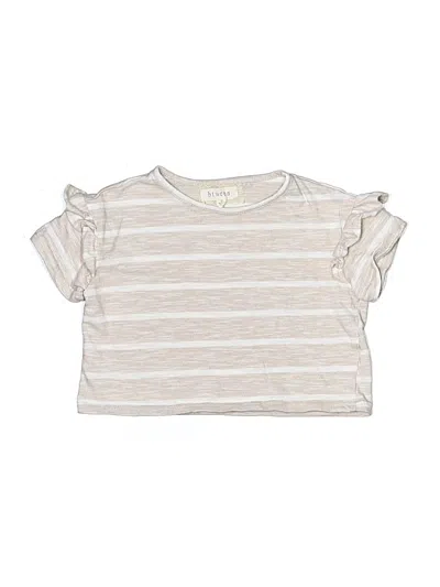 Pre-owned Btween Kids' Short Sleeve Top Tan Ruffles Neckline Tops In Brown