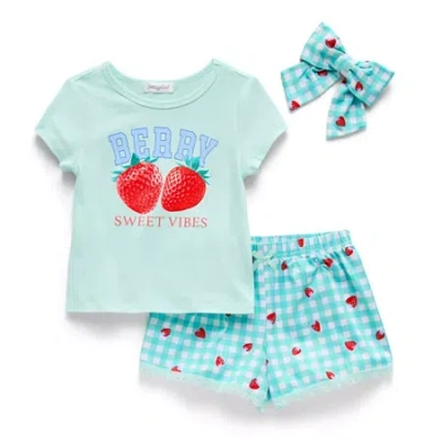 Btween Babies' Toddler Girls Round Neck Short Sleeve 2-pc. Pajama Set In Brown