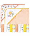 Buba Baby Boys And Girls 2 Pack Embroidered Hooded Bath Towels With 10 Matching Wash Cloths In Peach