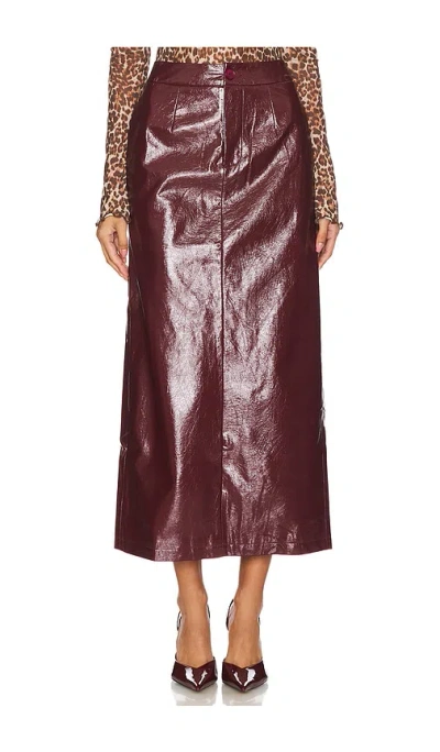 Bubish Eliza Leather Maxi Skirt In Cherry
