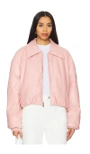Bubish Elsa Leather Bomber Jacket In Blush