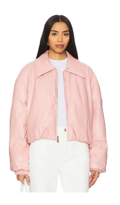 Bubish Elsa Leather Bomber Jacket In Blush