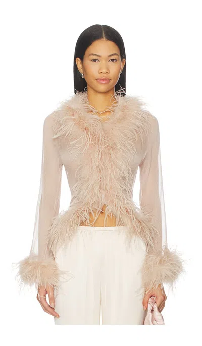 Bubish Gigi Sheer Feather Blouse In Caramel