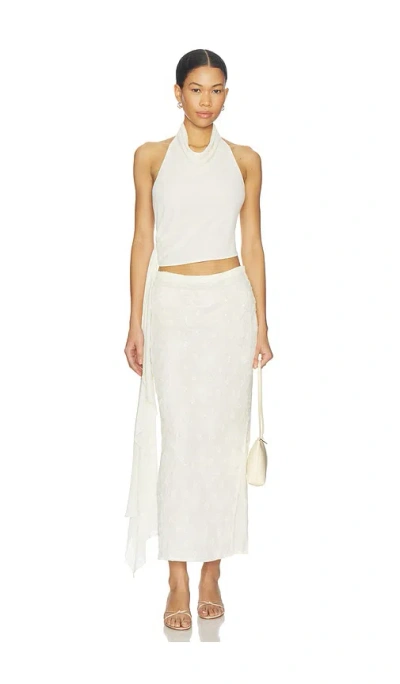 Bubish Hailey Cowl Neck Halter Top W/ Drape In White