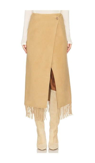 Bubish Hannah Fringe Wrap Skirt In Tan