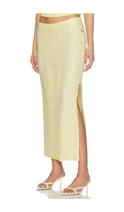 Bubish Hazel Sequin Lace Skirt In Yellow