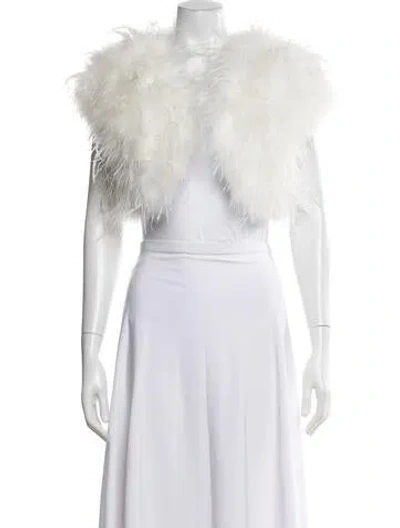 Pre-owned Bubish Ostrich Feather Jacket In White
