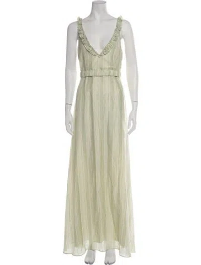Pre-owned Bubish Striped Long Dress In Green