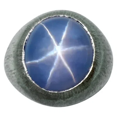 Pre-owned Buccellati 17 Carat Rare Vintage  Blue Star Sapphire Platinum Dome Signet Ring