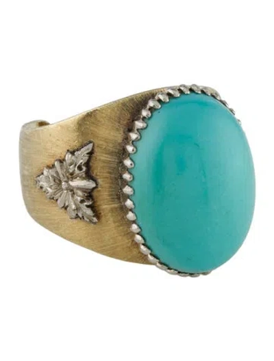 Pre-owned Buccellati 18k 10.16ct Turquoise Cocktail Ring In Multi
