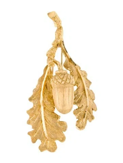 Pre-owned Buccellati 18k Acorn Leaf Brooch In Multi