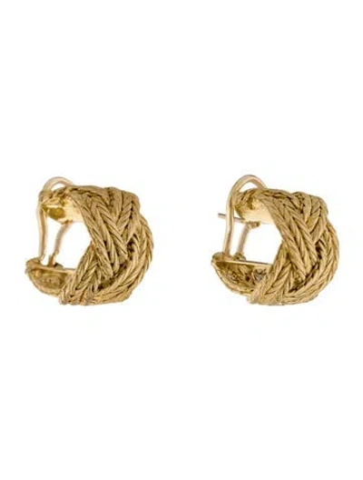 Pre-owned Buccellati 18k Coin Mario  Braided Hoop Earrings In Multi