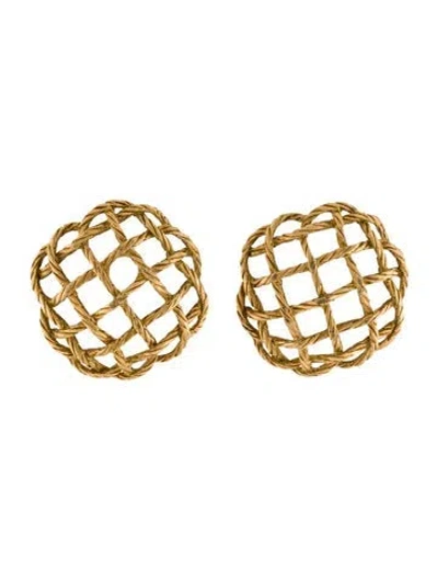 Pre-owned Buccellati 18k Crepe De Chine Woven Earclips In Multi