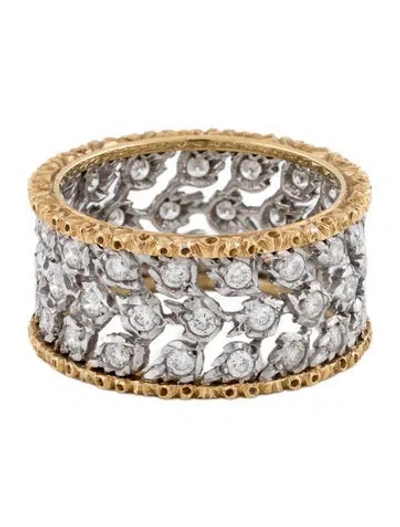 Pre-owned Buccellati 18k Diamond Eternelle Fogliette Band In Multi