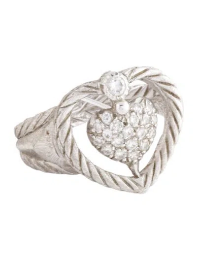 Pre-owned Buccellati 18k Diamond Heart Cocktail Ring In Multicolor