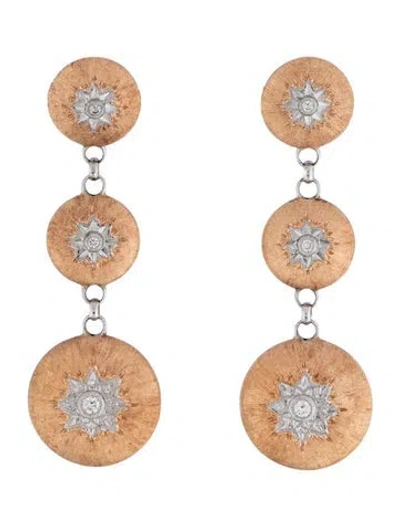Pre-owned Buccellati 18k Diamond Macri Classica Drop Earrings In Multicolor