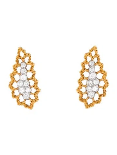 Pre-owned Buccellati 18k Diamond Rhombi Clip-on Earrings In Multi