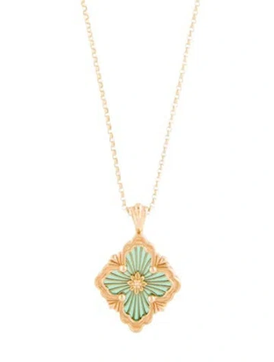 Pre-owned Buccellati 18k Enamel Opera Tulle Pendant Necklace, 16" In Green