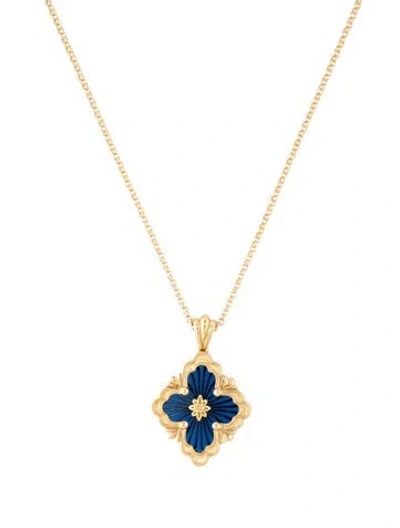 Pre-owned Buccellati 18k Enamel Opera Tulle Pendant Necklace, 16" In Multicolor