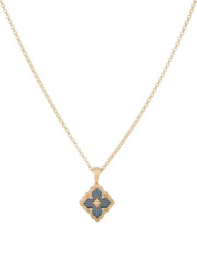 Pre-owned Buccellati 18k Enamel Opera Tulle Pendant Necklace, 17" In Blue