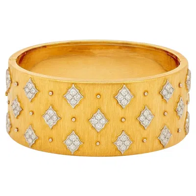 Pre-owned Buccellati 18k Gold And Diamond Star Plaque Bangle Bracelet, Circa 1960s In Multi