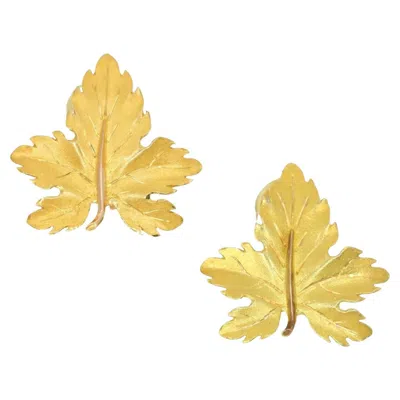 Pre-owned Buccellati 18k Gold Leaf Motif Earrings In Multi