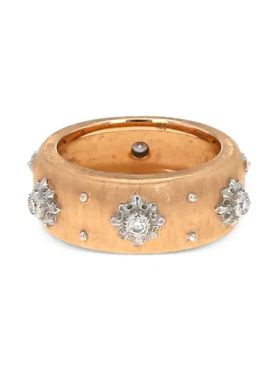 Pre-owned Buccellati 18k Gold Macri Diamond Ring In Pink