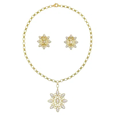 Pre-owned Buccellati 18k Gold Olympia Necklace & Earring Set In Multi