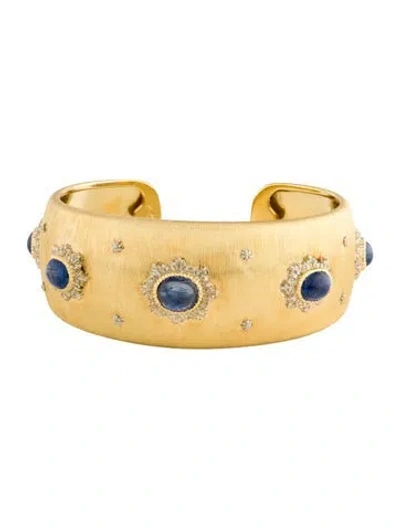 Pre-owned Buccellati 18k Sapphire Rigato Cuff Bracelet, 6" In Multi