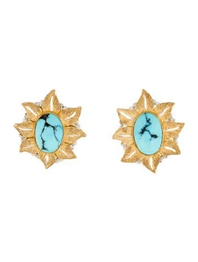 Pre-owned Buccellati 18k Turquoise Earclip Earrings In Multi