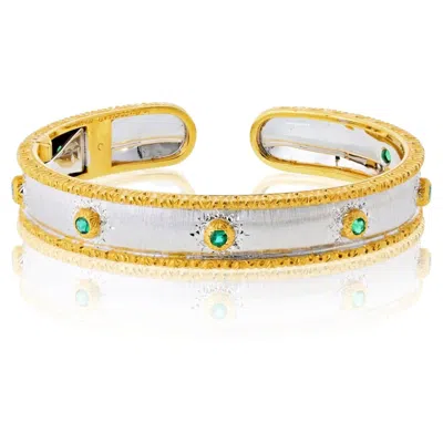 Pre-owned Buccellati 18k Yellow And White Gold Macri Capri Emerald Bracelet