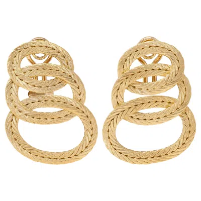 Pre-owned Buccellati 1970's 18 Karat Yellow Gold Vintage Herringbone Ear-clip Earrings
