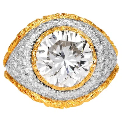 Pre-owned Buccellati 6.85ct Diamond 18k Gold Statement Dome Engagement Ring In Multi