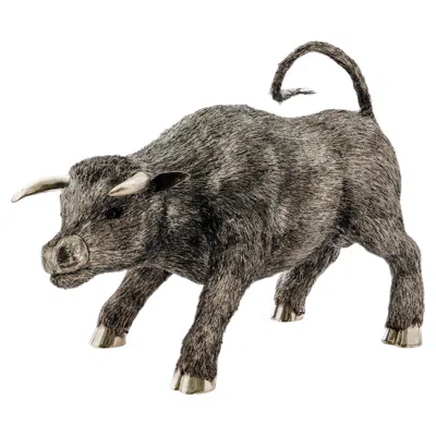 Pre-owned Buccellati A Powerful  Sterling Silver Furry Model Of A Bull