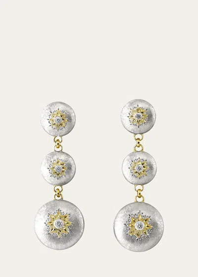 Buccellati Blossoms Diamond 3 Drop Earrings In Metallic