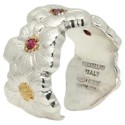 Pre-owned Buccellati Blossoms Ring Ruby Gemstone Sterling Silver Made In Italy In Multiple