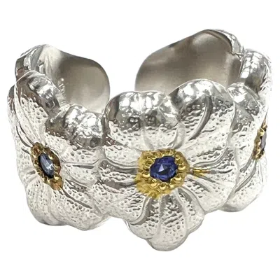 Pre-owned Buccellati Blossoms Sapphire Sterling Silver Ring In Blue